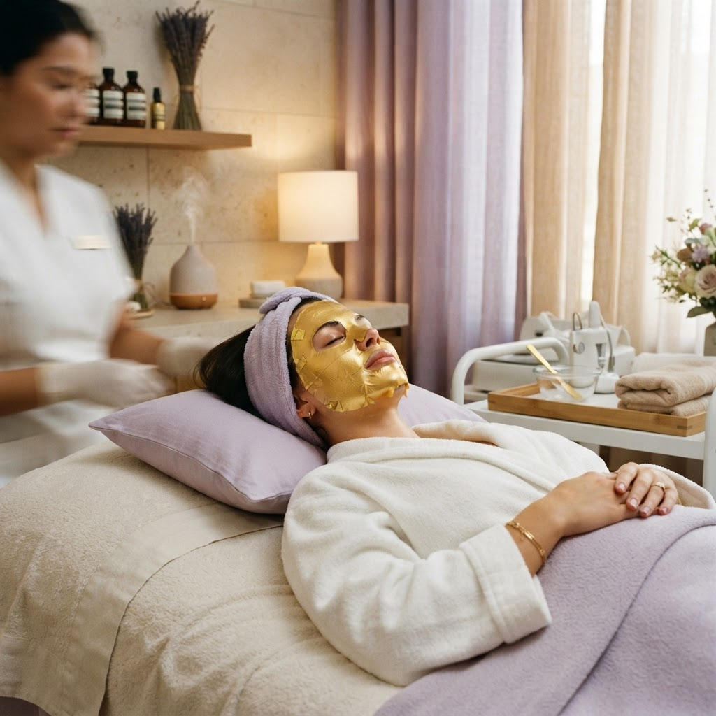 Golden facial mask treatment